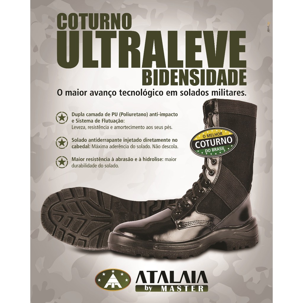 Coturno Militar Bidensidade Atalaia Sem Zíper