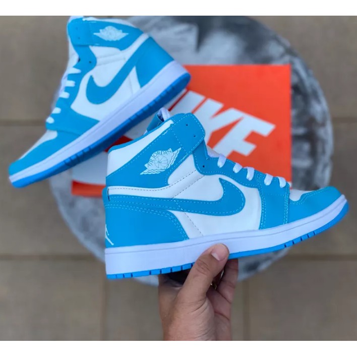 Tenis Nike Air Jordan 1 Retro Cano Alto Branco Azul Bebe Unissex Shopee Brasil