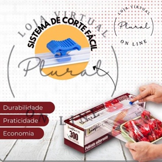 Filme PVC 28cm X 300 Metros - Filme de PVC - COM LÂMINA DE CORTE em Oferta na Shopee
