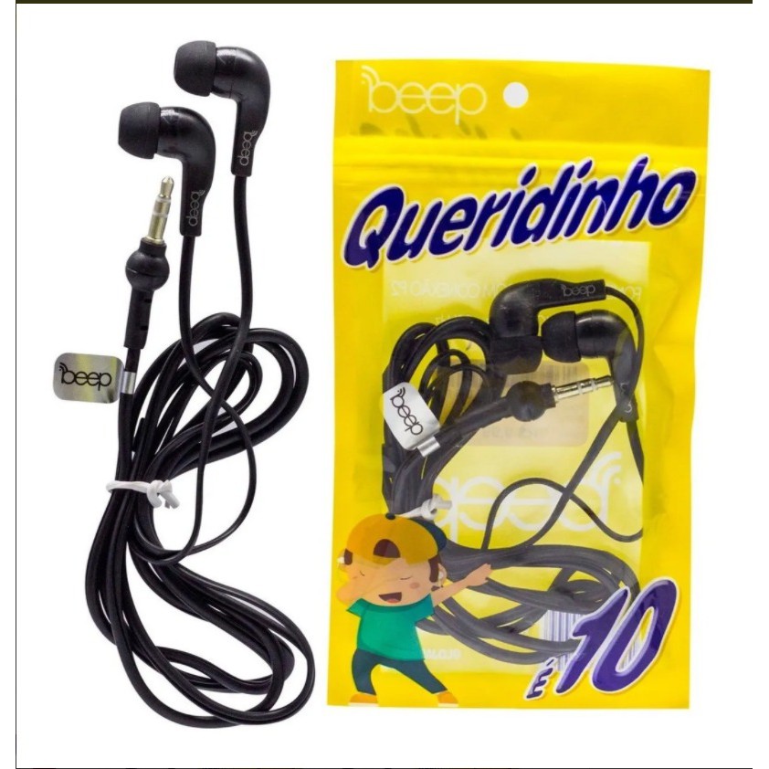 Fone de ouvido Beep Queridinho S/ Microfone Preto Shopee Brasil