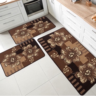 Jogo Passadeira E Tapetes De Cozinha 3 Peças Kitchen Mat Antiderrapante