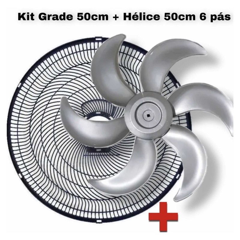 Kit 1 Grade Traseira Mondial 50cm + 1 Helice 50cm 6 pas Cinza