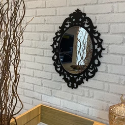 Espelho Acrílico Decorativo com Moldura Preto Luís XV Retrô Provençal