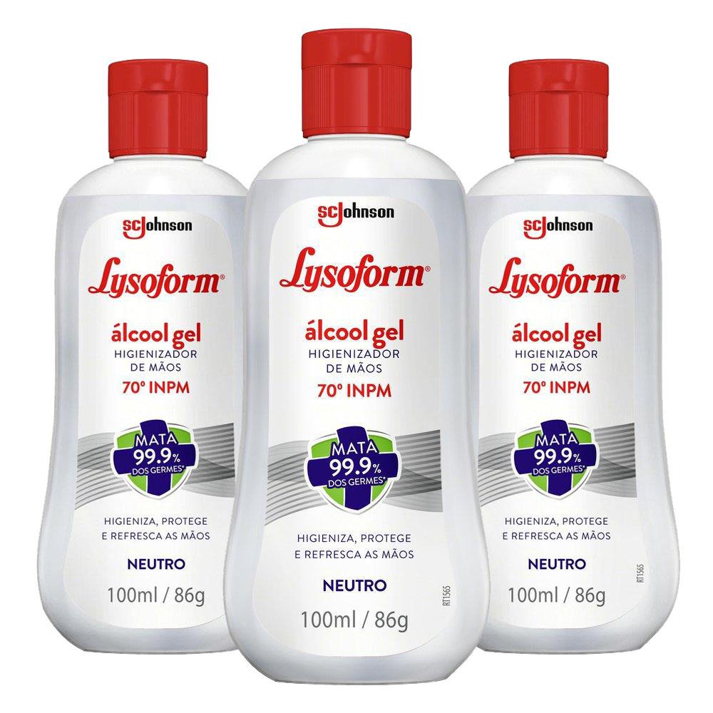 Kit 3 Álcool Em Gel Lysoform Higienizador Neutro 100ml em Oferta na Shopee