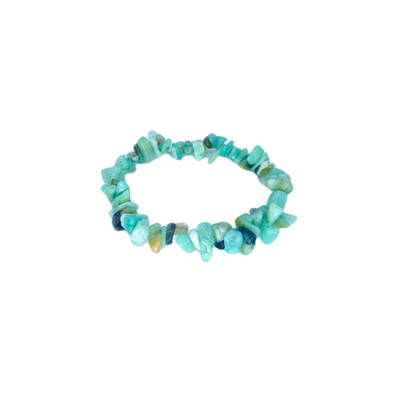 Pulseira Amazonita Cascalho de Pedra Natural em fio elástico ajustável