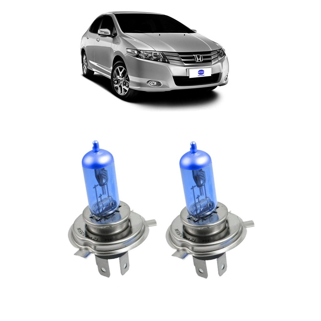 Par Lampadas Super Brancas Farol Honda City 2009 2010 2011 2012 2013 2014 8500k H4