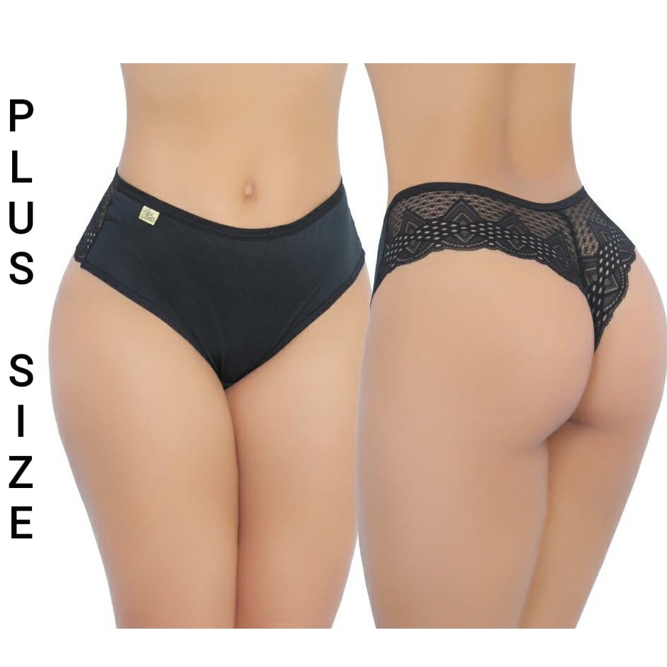 (Kit com 3) ou (kit com 5) PROMOÇÃO Calcinha feminina Fio Plus Size Sensual com Renda dupla
