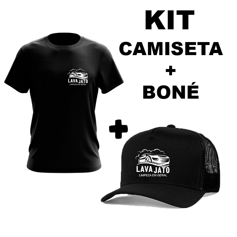 Kit Camiseta + Boné Lava Jato Lava Rápido Uniforme Trabalho