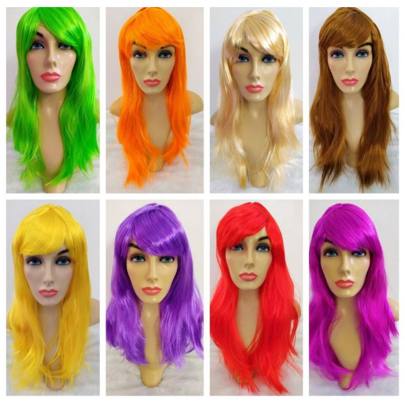 Peruca Longa lisa Varias Cores Colorida Cosplay Comemoraçâo Eventos Carnaval