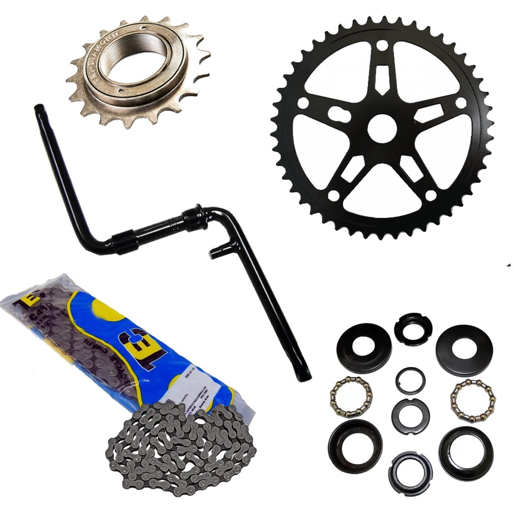 Relação Bicicleta Monark Completo Esfera 5 Peças - Pedivela, Mov central, Catraca, Corrente, Engrenagem 46 dentes