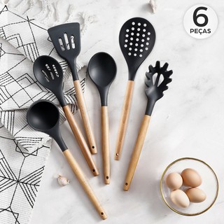 Jogo de Colheres De Silicone com 6 peças Itens Utensilios Cozinha