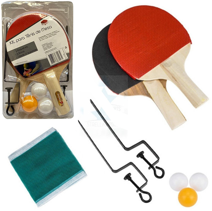 Kit Ping Pong Tenis Mesa 2 Raquetes 3 Bolinhas Rede Suporte
