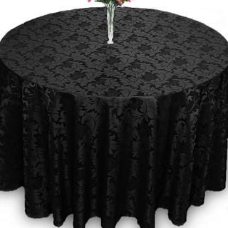 Toalha De Mesa REDONDA Tecido Jacquard Para 04 Cadeiras 1,40 X 1,40 Preto ( FORRO DE MESA )