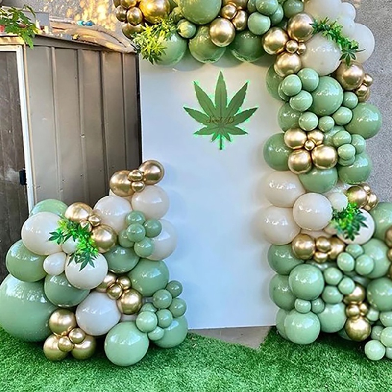 122 Pc Retro Verde Oliva Balão Guirlanda Arco Kit Areia Branca De Metal Ouro De Látex Festa De Aniversário De Casamento Decoração