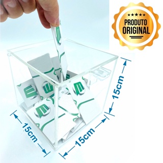 Urna Acrílica Transparente 15x15cm  Cadeado para Sorteios Cupons Sugestões Eventos Lojas Escritórios em Oferta na Shopee