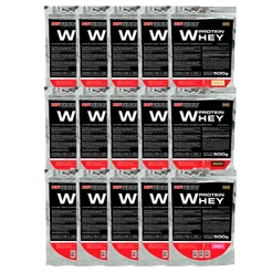 Kit 15x Whey Protein (WPC) 500g (Chocolate, Baunilha e Morango) - Ganho de Massa - Bodybuilders