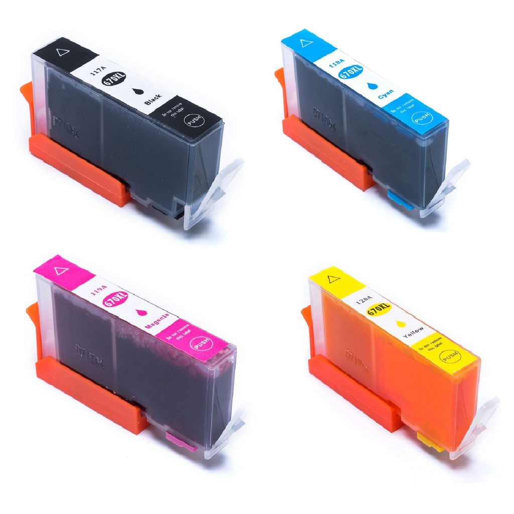 4x Cartucho 670xl 670 Xl Compatível Para Impressora HP Deskjet Ink Advantage  4615 4625 5525 3525