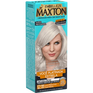 Tinta de cabelo maxton loura platinada +estrela louro platina cinza super intenso 12.111
