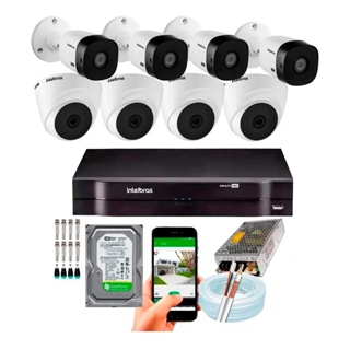 Kit Cftv 8 Câmeras Hd Intelbras Ir 20m Dvr Intelbras 8 Ch em Oferta na Shopee
