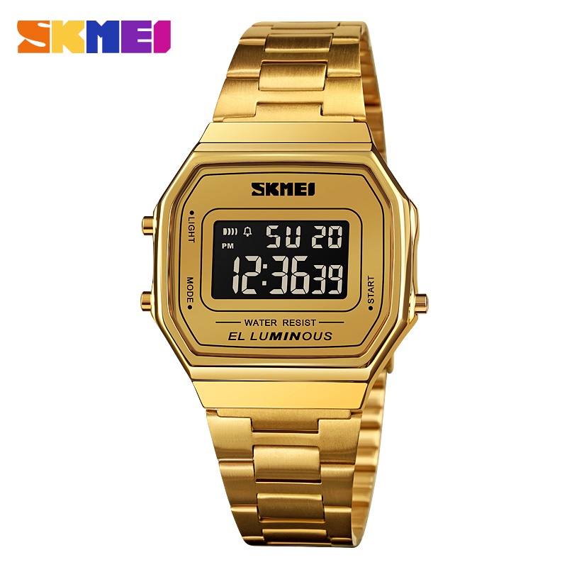 Relógio De Pulso Digital SKMEI Moda Em Aço Inoxidável Crono Alarme Casual Cronômetro Feminino À Prova D'água - Watches