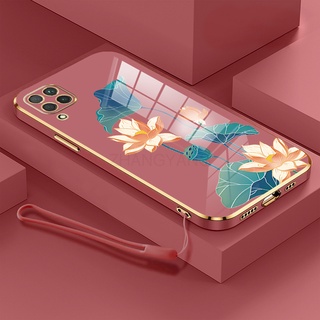 Capa Samsung a12 a22 4g De Celular Galvanoplastia silikon Macia Retrolótus kasus ponsel mengirim Cordão