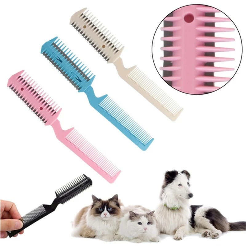 Pet Cabelo Aparador De Corte Pente Com Lâminas 2 Grooming Shaver Cão Gato Desbaste Removedor De Escova De Quente