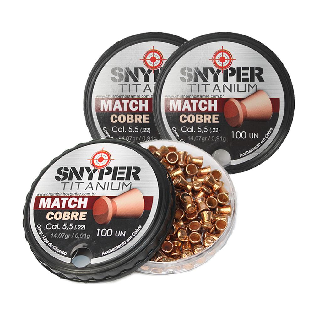 Kit 3 Chumbinhos Titanium Match Cobre 5.5mm - Snyper em Oferta na Shopee