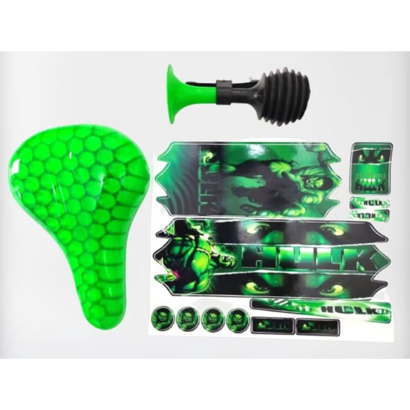 kit Bike infantil Hulk Banco buzina Adesivo Hulk Bicicleta aro 16 aro 20