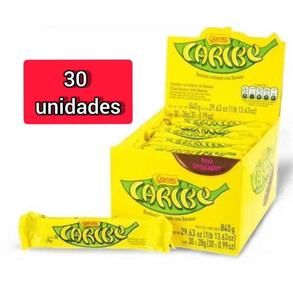 Caixa Chocolate Banana Caribe Garoto C/ 30 Unidades de 28g Shopee Brasil