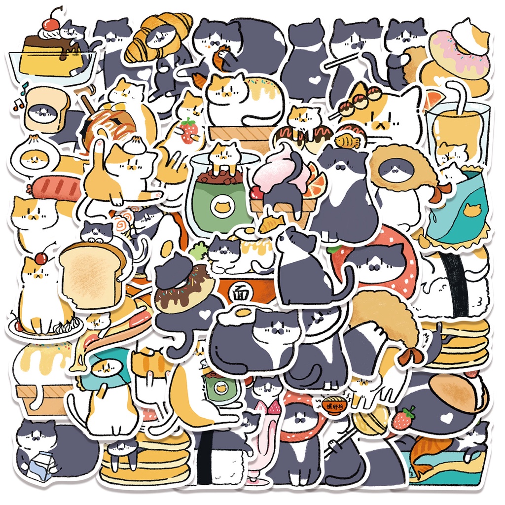 50 Pçs Gatos Bonitos Animais Graffiti Adesivos Decalques Para Portátil Telefone Bicicleta Scrapbook Diário Bagagem DIY D