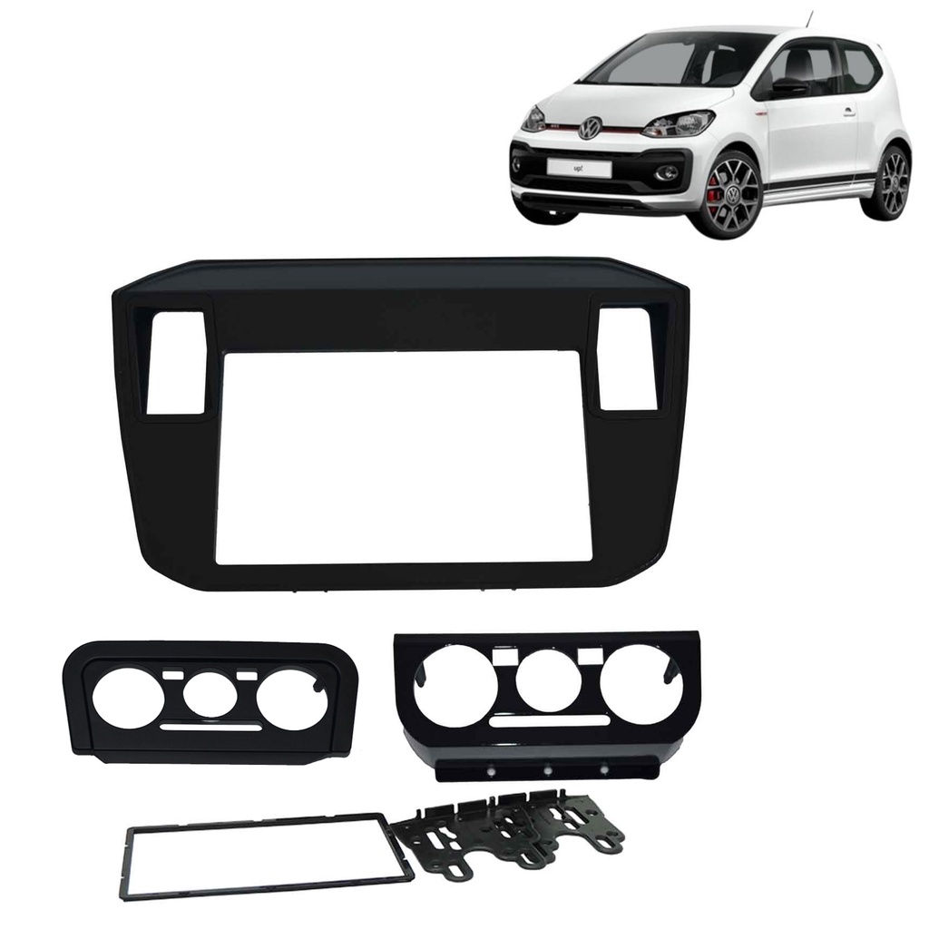 Moldura Painel DVD 2 Din MP5 Central Multimidia VW UP 2017 a 2021 Preto Fosco