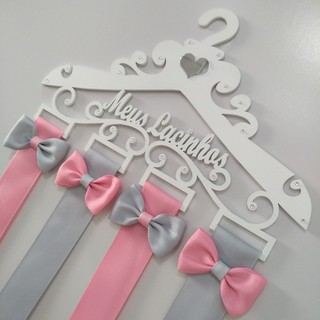 Cabide Porta Laços Infantil Decorado Personalizado em MDF Decorativo