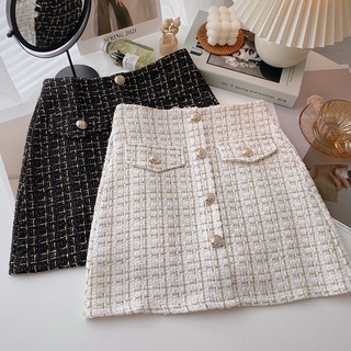 Mini Saia Feminina Linha A/Tweed/Retrô/Chique/Para Outono/Inverno