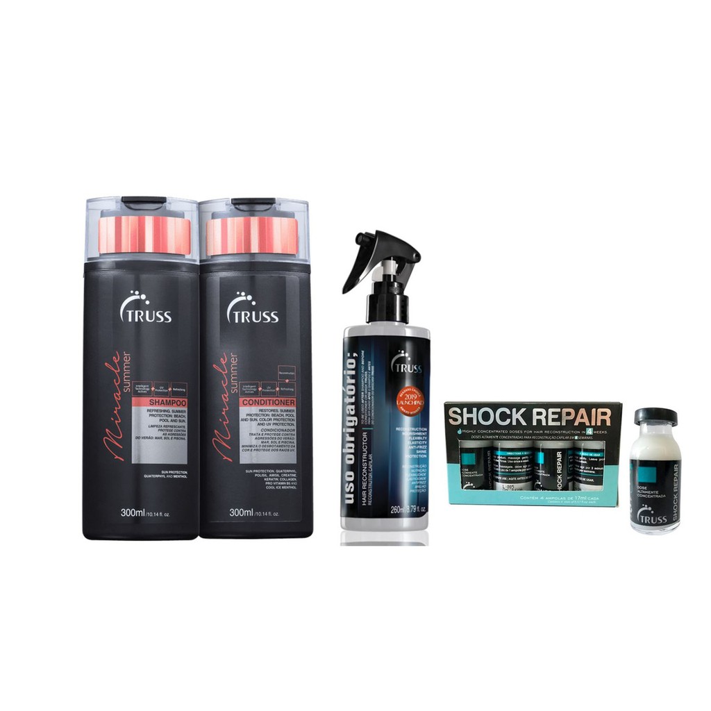 Truss Miracle Summer Shampoo e Condicionador e Uso Obrigatório e Shock Repair