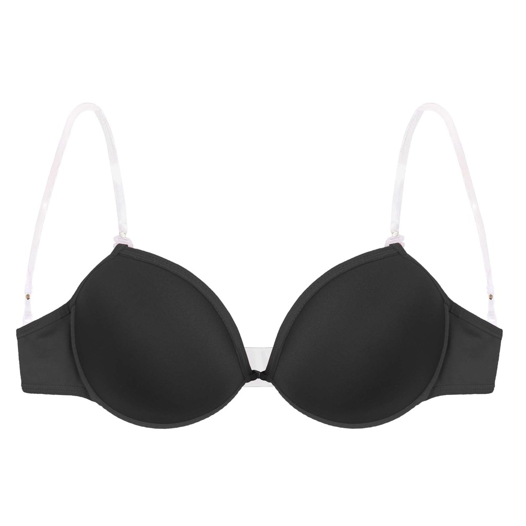 Sutiã com bojo liso alça transparente e removível costas de silicone tomara que caia