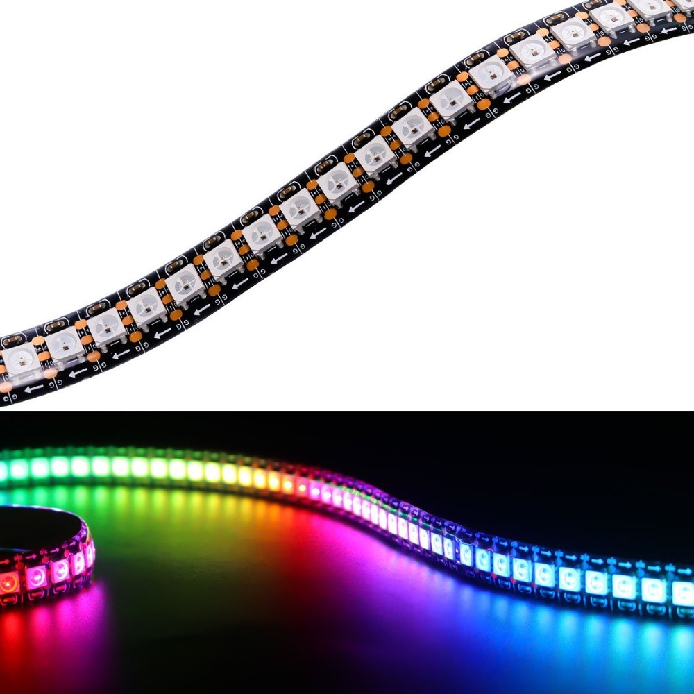 Ws2812B Fita Led 1m 144 Pixels / Leds / M Smart 5050 Rgb Led Strip Luz, Fio De Claro, Branca, Pcb ,Ws2812 Ic; Ip30 / Ip65 / Ip67 Dc5V