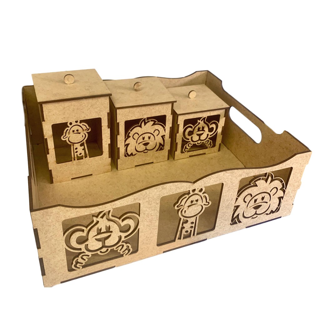 Kit Higiene Bebe 11 Safari Pecas Mdf Cru Shopee Brasil