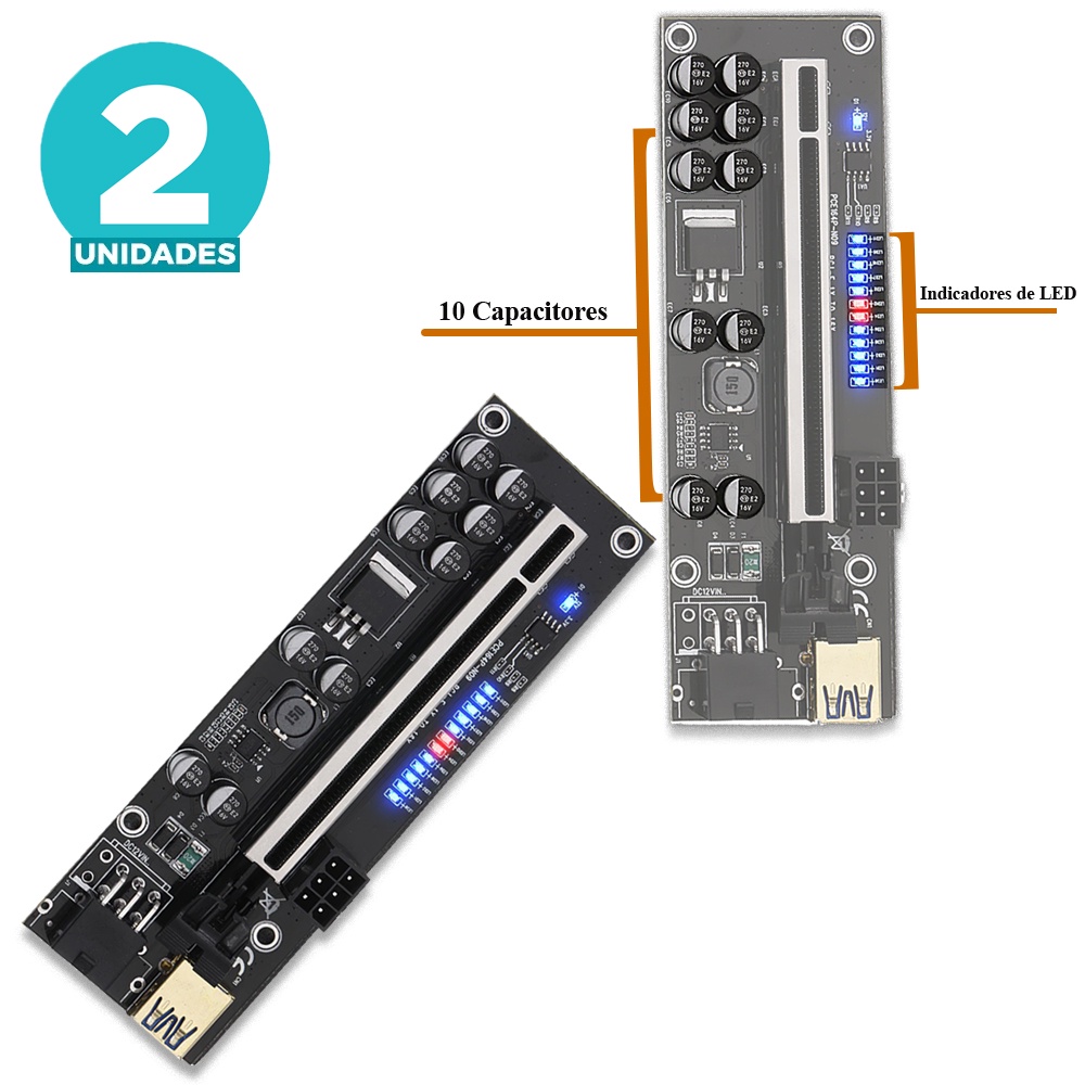 Kit 2un Cabo Riser Pci-e Pro 011s Usb 3.0 Pci-e Mineracao