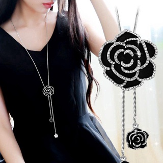 Vintage Black Rose Flor Tassel Longos Colares & Pingentes Para Mulheres Clássico Moda Jóias Camisola Colar De em Oferta na Shopee