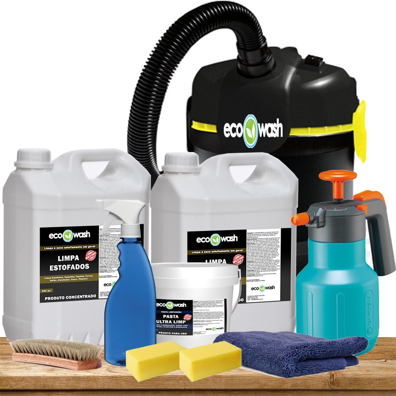 Kit Lava Seco De Estofados Sofá Colchão + Aspirador - Eco Wash - Higienização profissional de Estofados