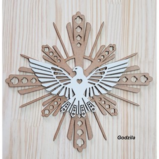 Divino Espírito Santo 35cm em MDF cru e branco em Oferta na Shopee