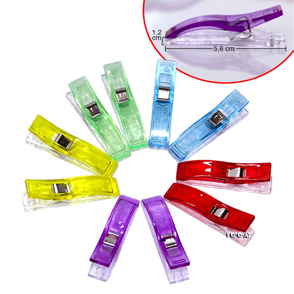 Clips Grande - 10 Unidades, Pregador Ou Grampo Para Costura Quilting/Patchwork/Scrapbook - Colorido em Oferta na Shopee
