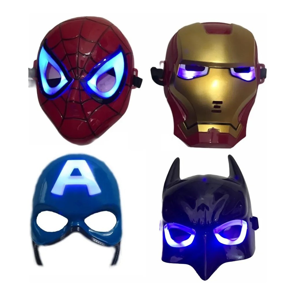 Brinquedo Mascara Heróis Avengers Pj Masks Minions Com Luz Led Captão America Batman Homem Aranha