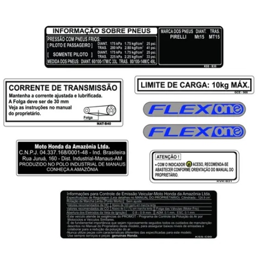 Kit Adesivos de Advertência Honda Biz Flexone em Oferta na Shopee