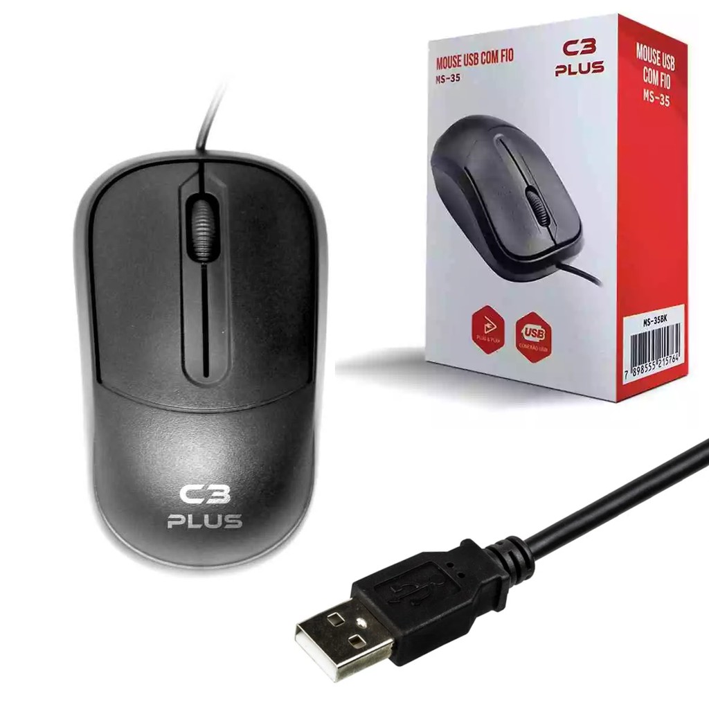 Mouse Ms 35bk Usb Preto C3plus C3tech Shopee Brasil