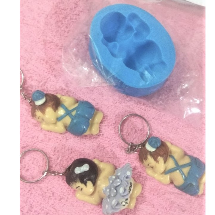 Molde de Silicone Bebê Bumbum Artesanato Biscuit Epóxi Resina Porcelana Gesso Massa de Modelar