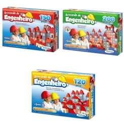Kit Blocos Xalingo Brincando de Engenheiro I, II e III p/ Montar e Construir