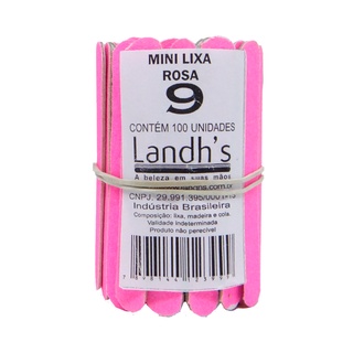 Mini lixa de unha rosa 9cm com 100 unidades