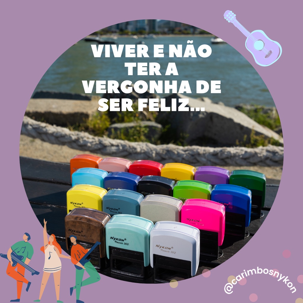 Carimbo Personalizado Nykon 302-G3 Linha Black - 14x38mm em Oferta na Shopee