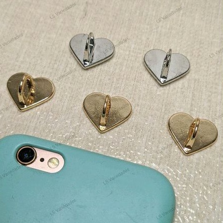 Suporte Celular Coração | Coração Metal Prata e Dourado
